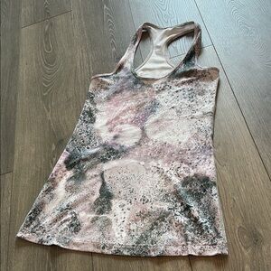 Lululemon Cool Racer Back Tank Size Medium Pink Green White Splatter
